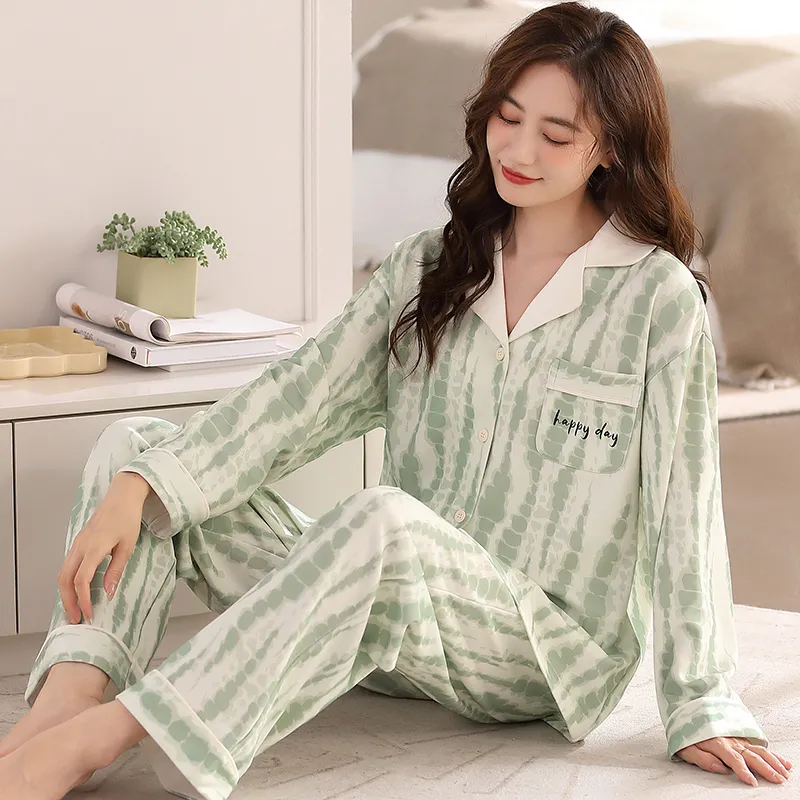 XIAFENYAN Pajama Set Women's Green-3