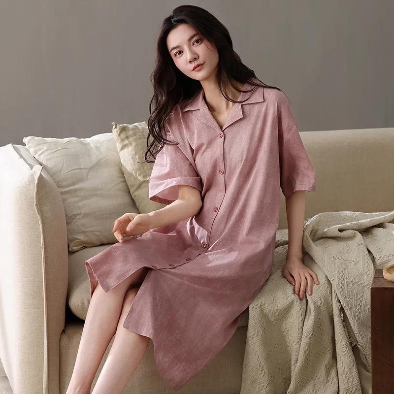 XIAFENYAN Nightgown Women's Pink-5