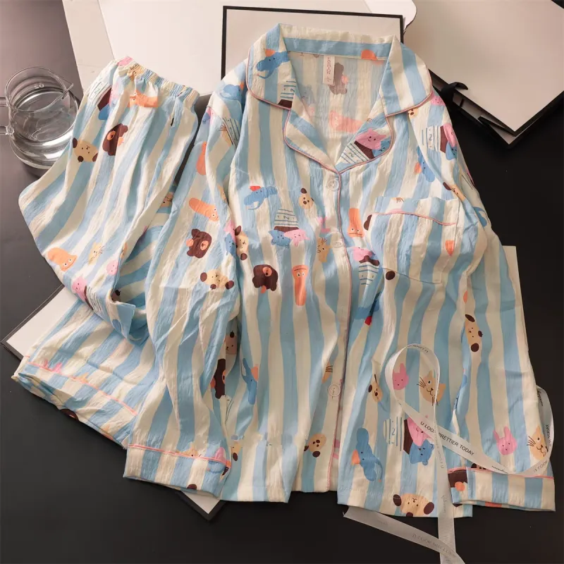XIAFENYAN Pajama Set Women's Blue-3