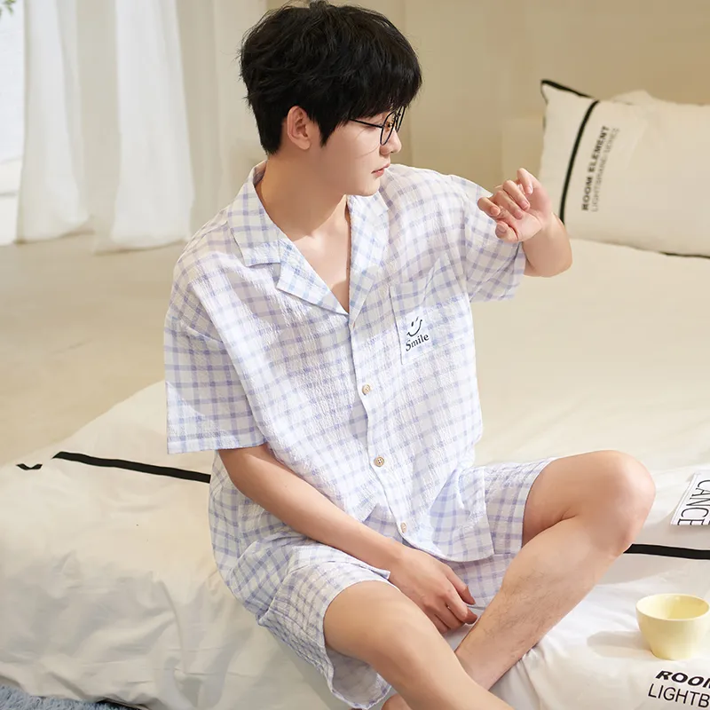 XIAFENYAN Pajama Set Men's Light Blue-5