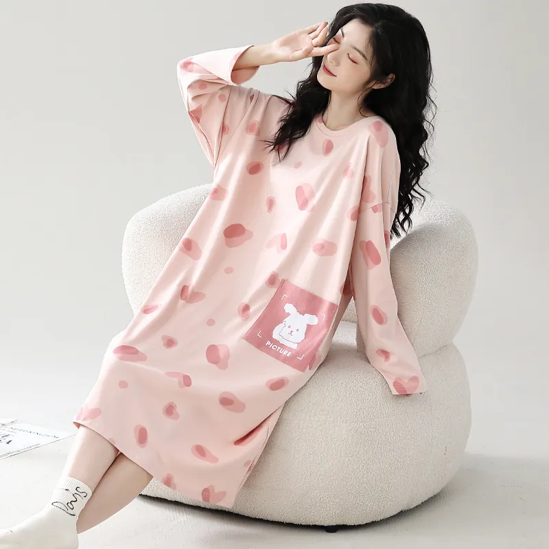 XIAFENYAN Nightgown Women's Pink-6
