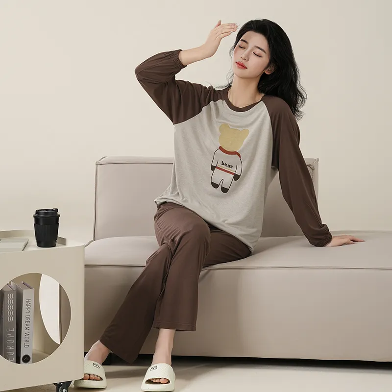 XIAFENYAN Pajama Set Women's Brown-6