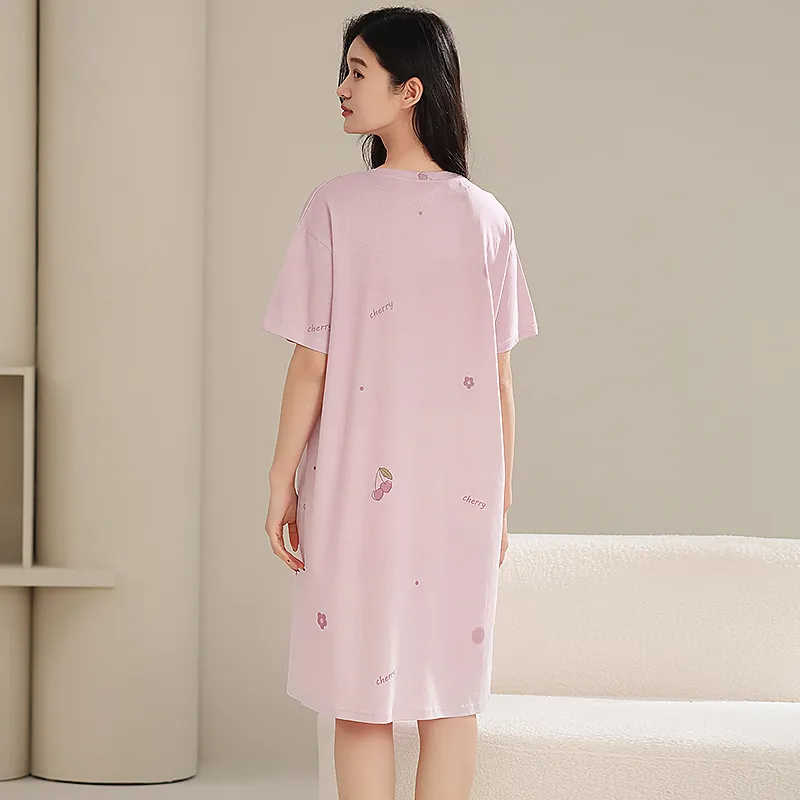 XIAFENYAN Nightgown Women's Light Purple-6