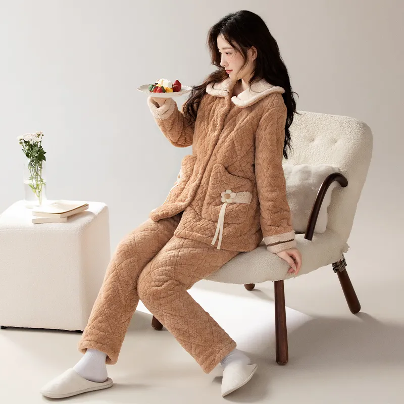 XIAFENYAN Pajama Set Women's Toffee-3
