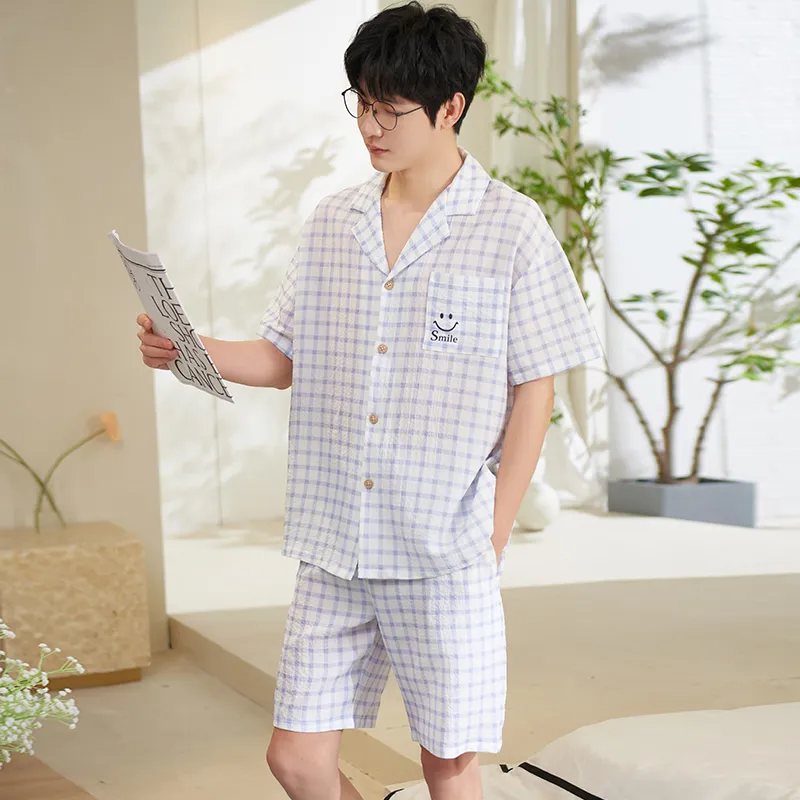 XIAFENYAN Pajama Set Men's Light Blue-6