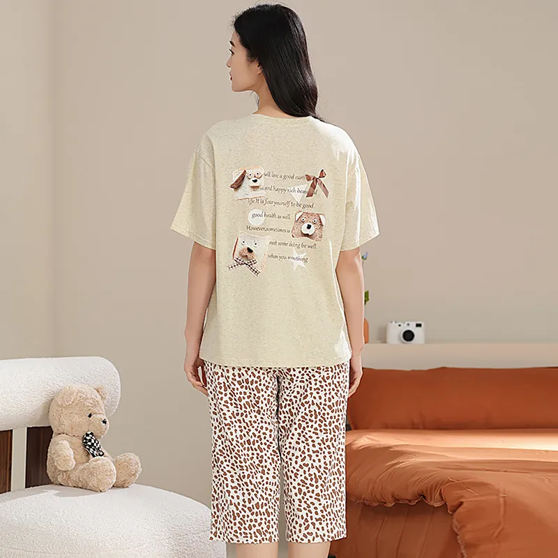 XIAFENYAN Pajama Set Women's Light Yellow-6