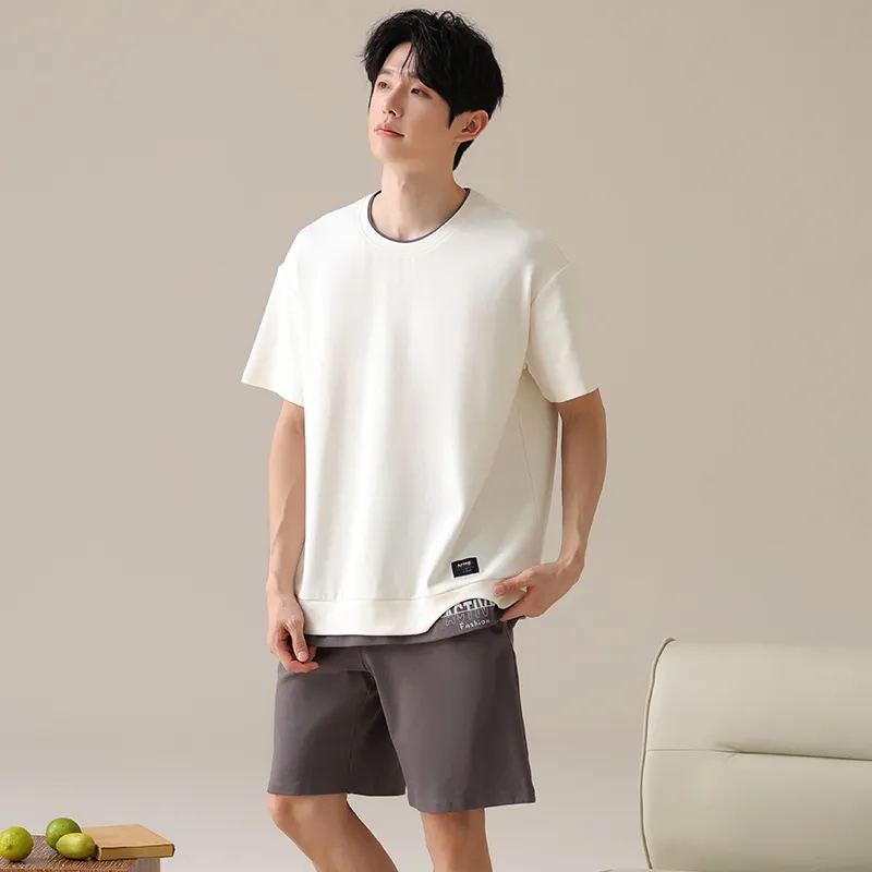 XIAFENYAN Pajama Set Men's Apricot-1