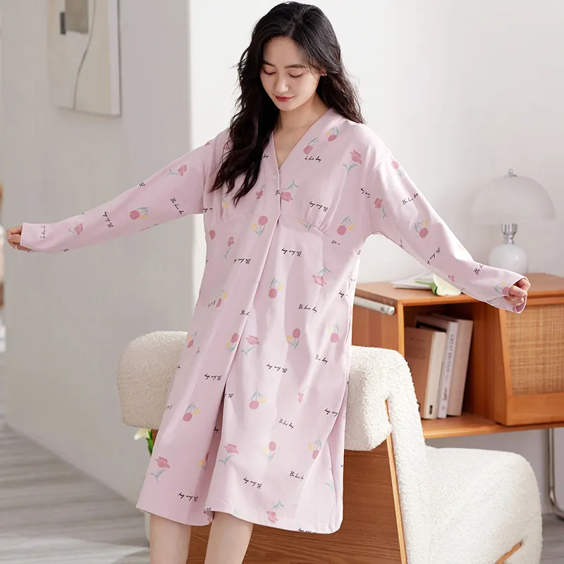 XIAFENYAN Nightgown Women's Purple-4