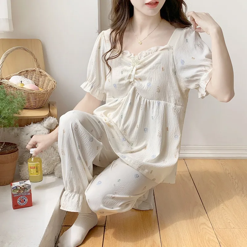 XIAFENYAN Pajama Set Women's Apricot-6