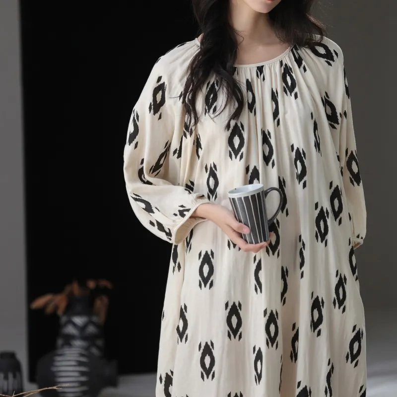 XIAFENYAN Nightgown Women's Apricot-3