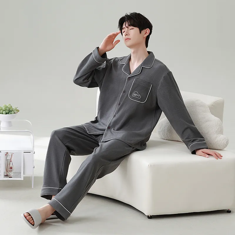 XIAFENYAN Pajama Set Men's Gray-3