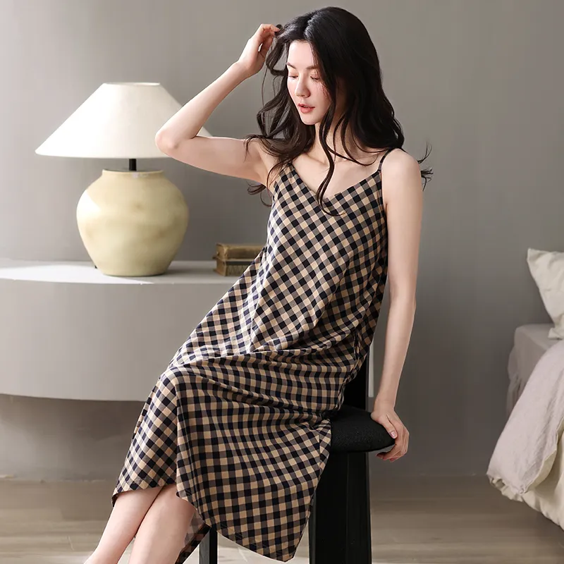 XIAFENYAN Nightgown Women's Khaki-3