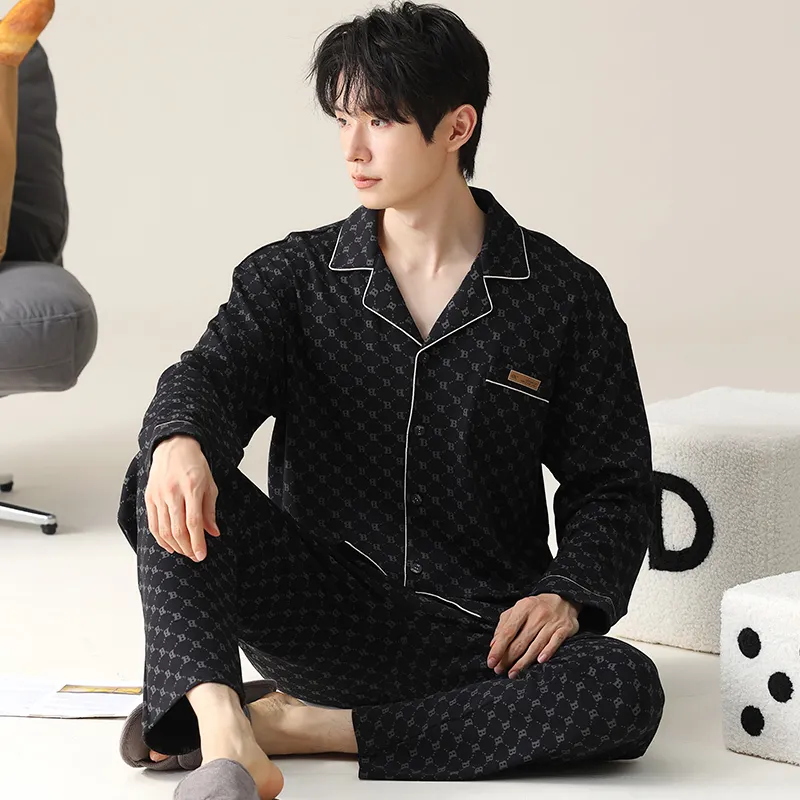 XIAFENYAN Pajama Set Men's Gift Box Set Black-2