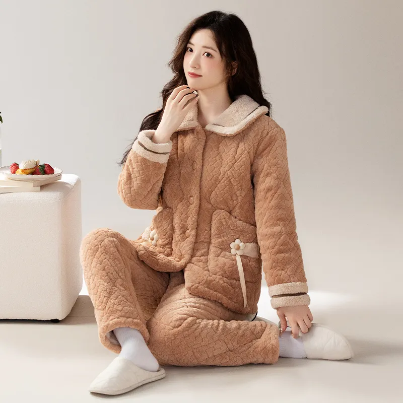 XIAFENYAN Pajama Set Women's Toffee-2