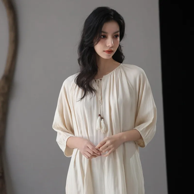 XIAFENYAN Nightgown Women's Apricot-3