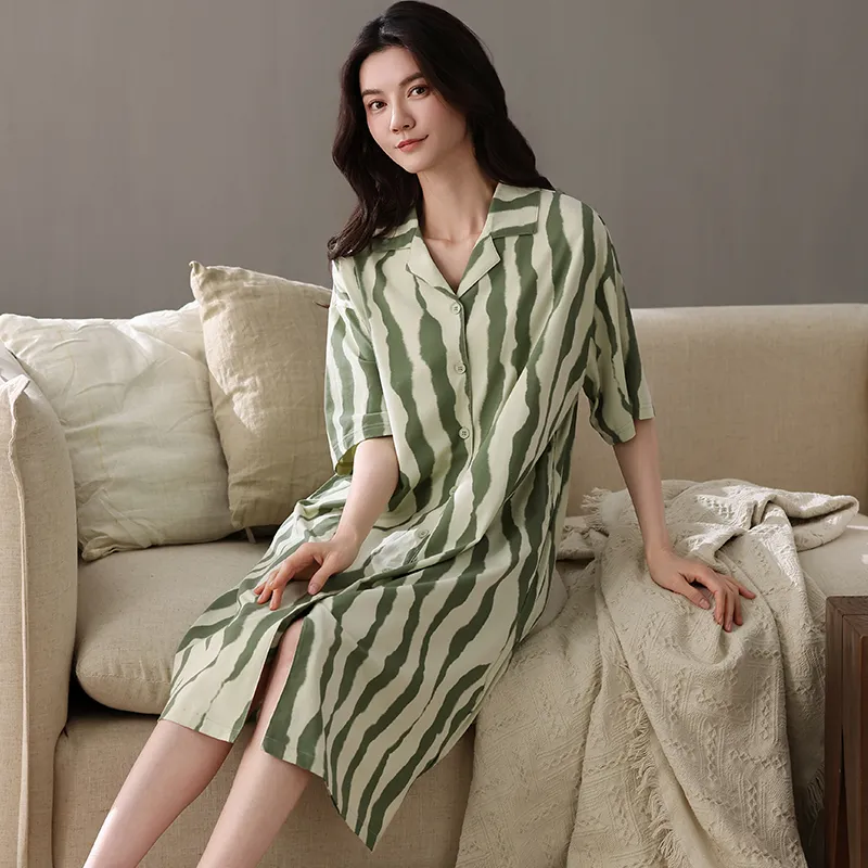 XIAFENYAN Nightgown Women's Green-1