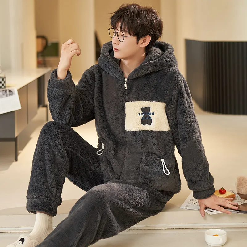 XIAFENYAN Pajama Set Men's Black-4