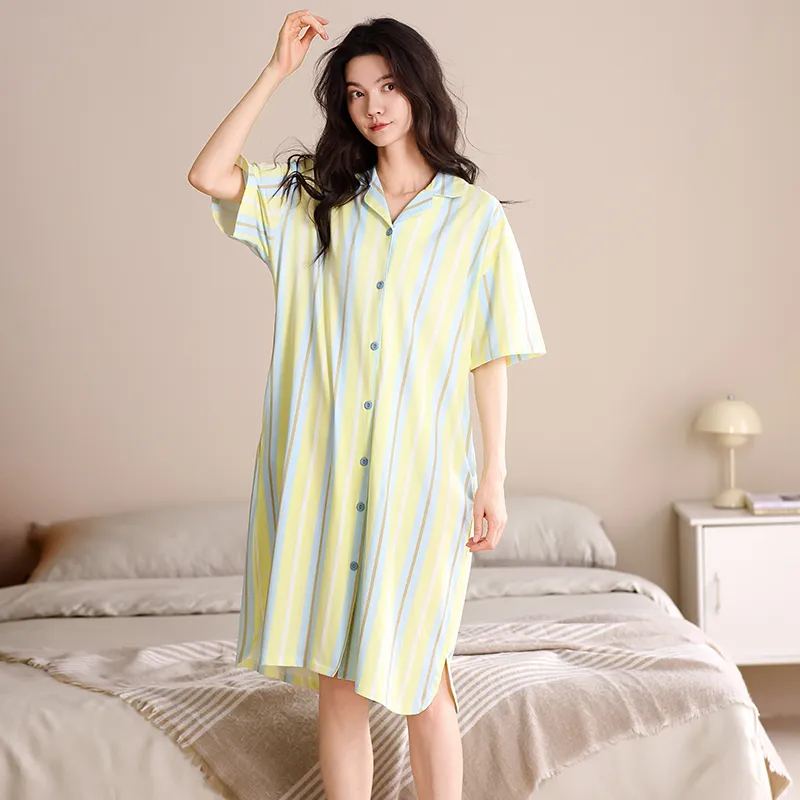 XIAFENYAN Nightgown Women's Green-6