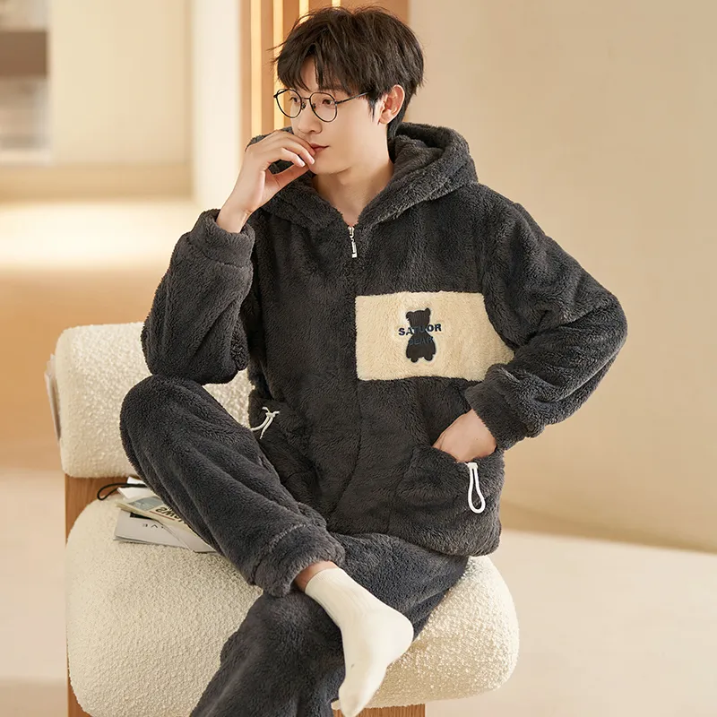 XIAFENYAN Pajama Set Men's Black-3
