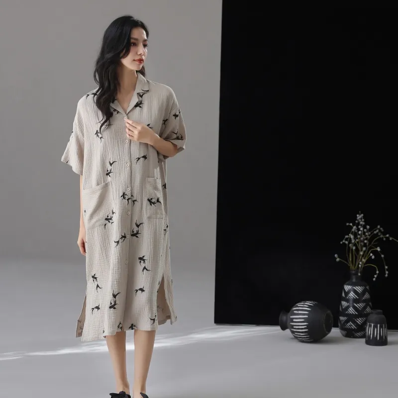 XIAFENYAN Nightgown Women's Gray-2