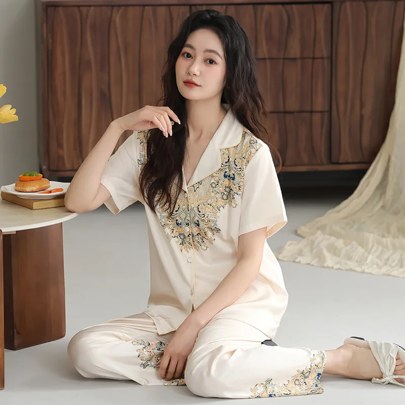 XIAFENYAN Pajama Set Women's Apricot-4