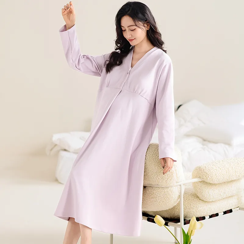 XIAFENYAN Nightgown Women's Purple-3