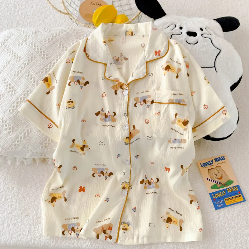 XIAFENYAN Pajama Set Women's Apricot-4
