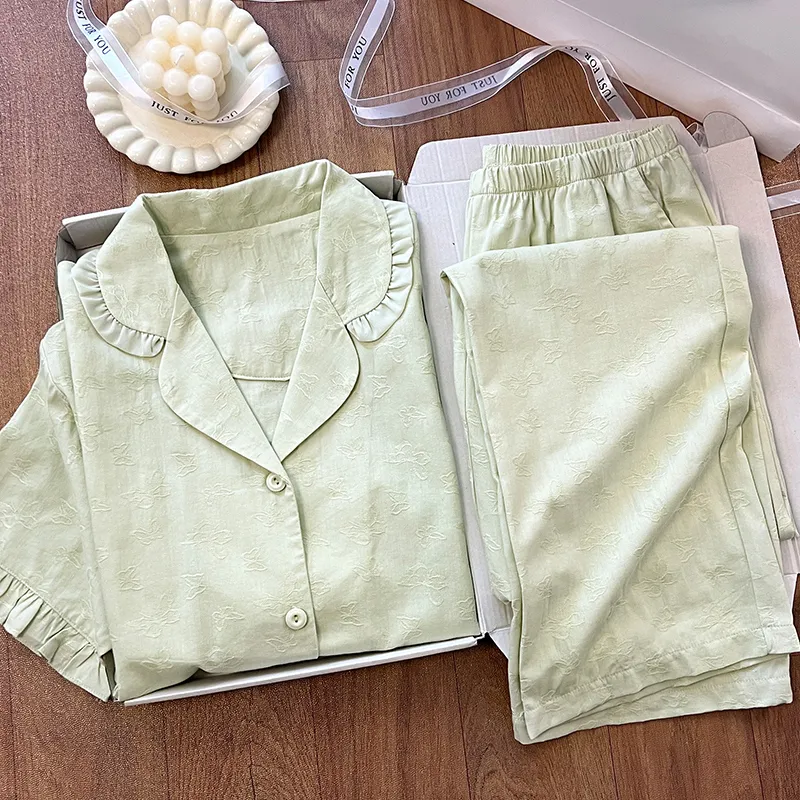 XIAFENYAN Pajama Set Women's Green-3