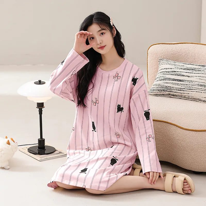 XIAFENYAN Nightgown Women's Pink-2