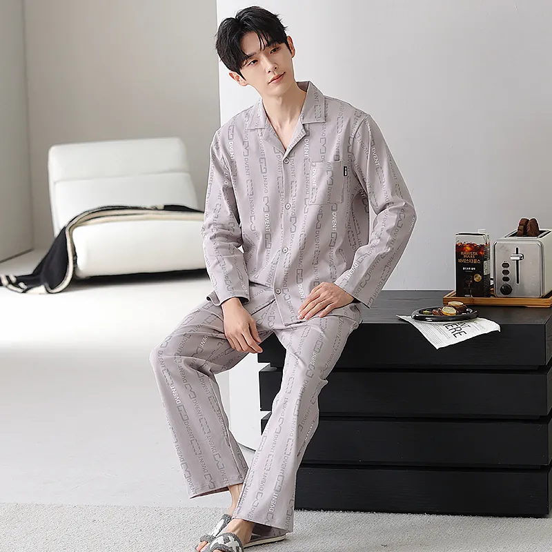 XIAFENYAN Pajama Set Men's Gray-2