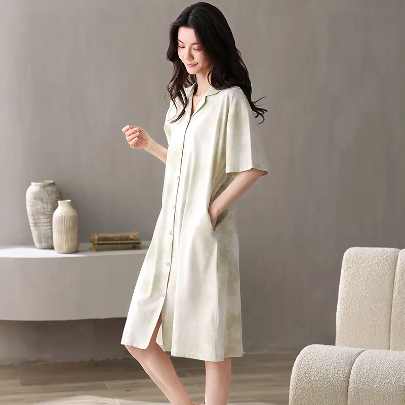 XIAFENYAN Nightgown Women's Light Green-6