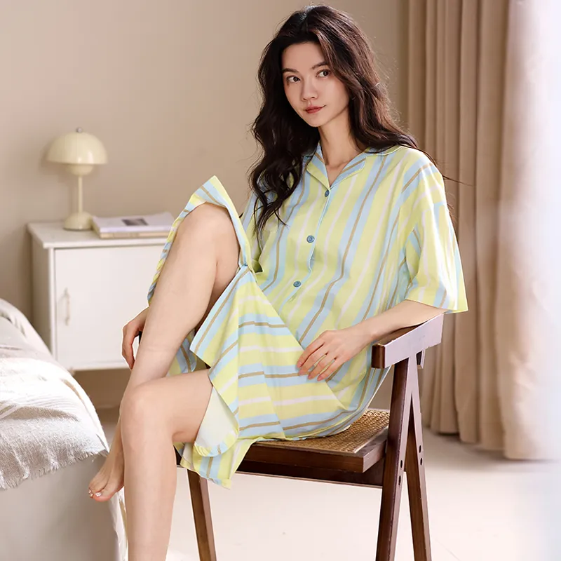 XIAFENYAN Nightgown Women's Green-3