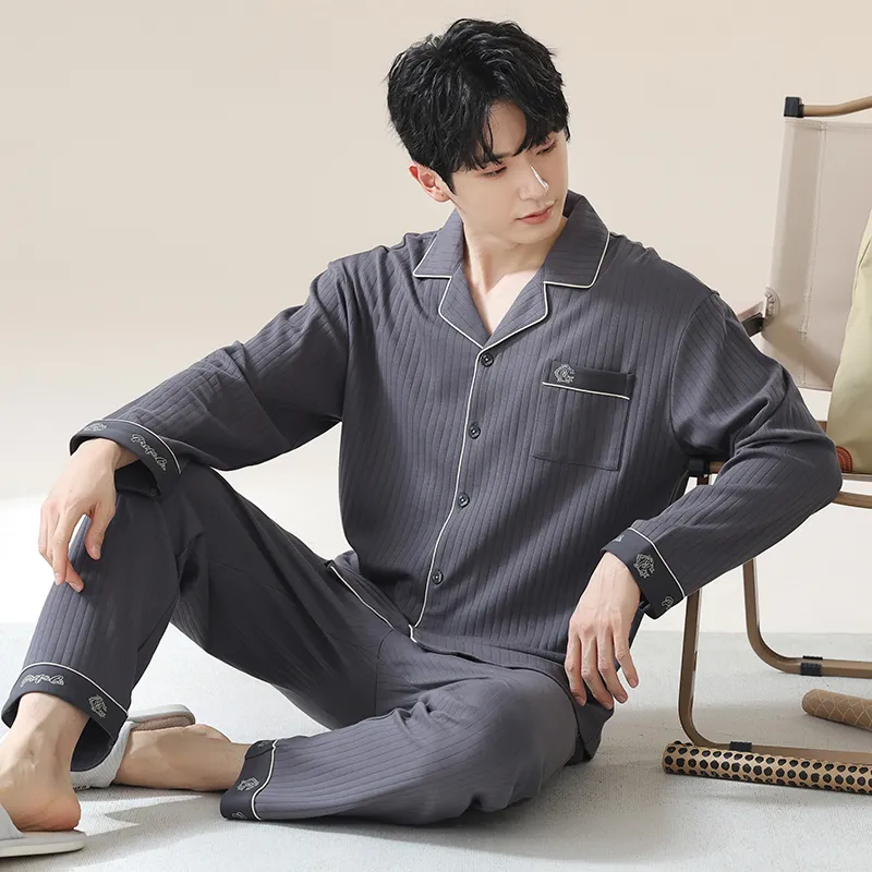 XIAFENYAN Pajama Set Men's Gray-3