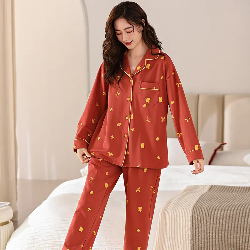 XIAFENYAN Pajama Set Women's Orange Red-7