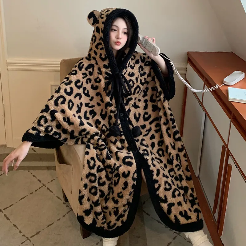 XIAFENYAN Pajama Robe Women's Brown-1