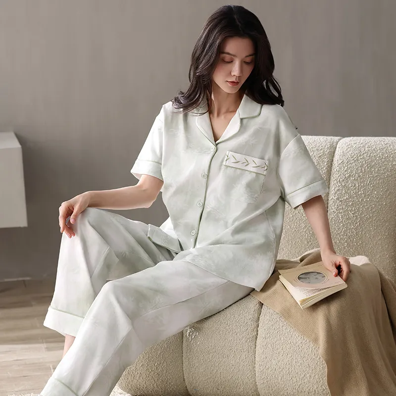 XIAFENYAN Pajama Set Women's Light Green-5