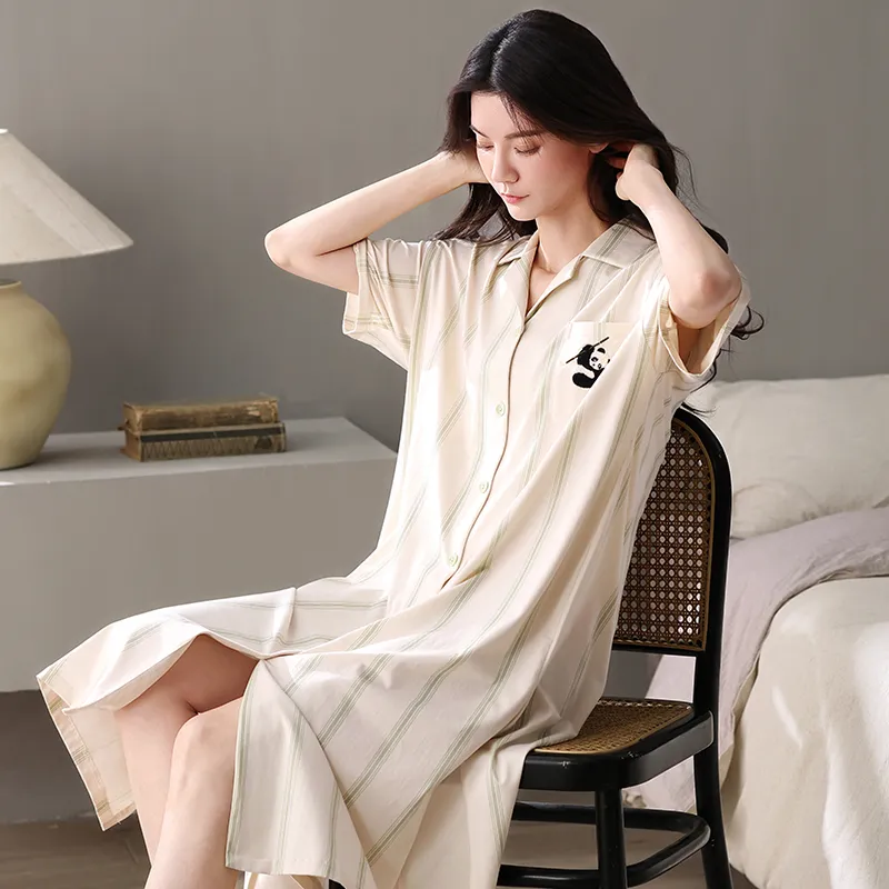 XIAFENYAN Nightgown Women's Apricot-4