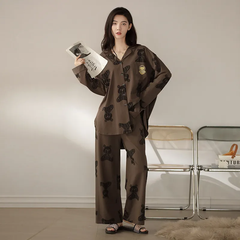 XIAFENYAN Pajama Set Women's Brown-5
