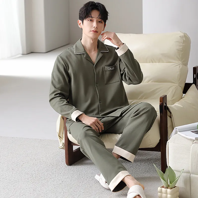 XIAFENYAN Pajama Set Men's Green-2