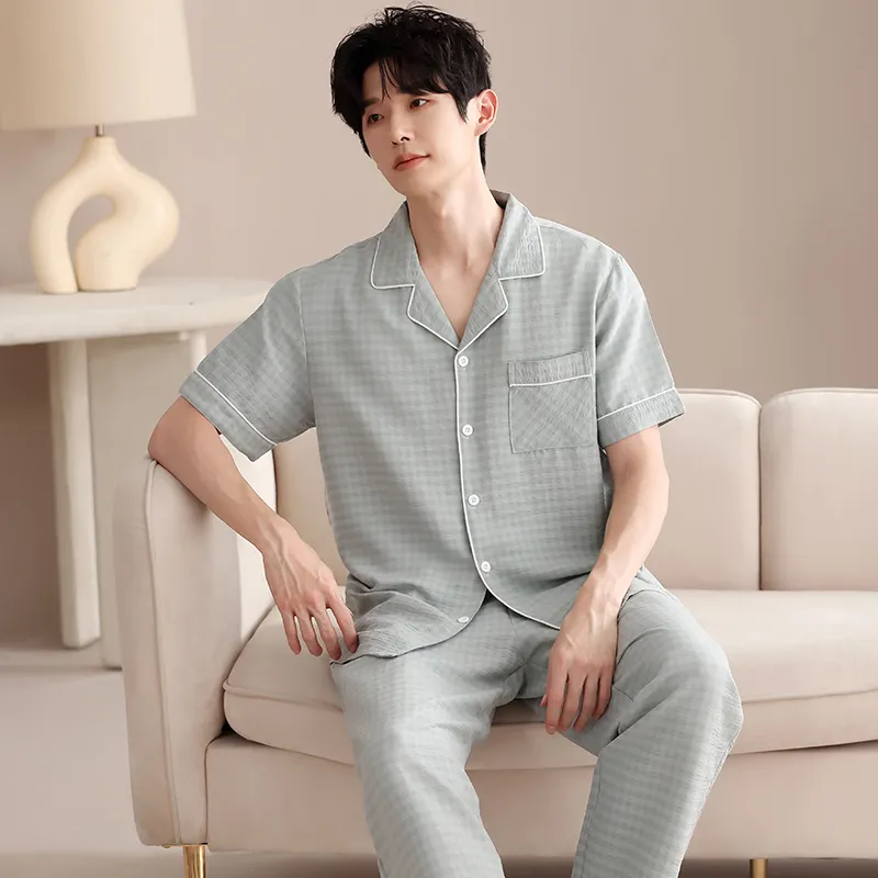 XIAFENYAN Pajama Set Men's Lake Green-1