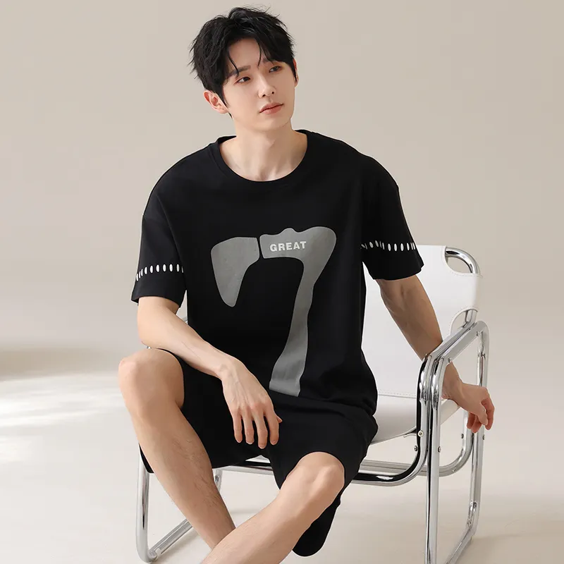 XIAFENYAN Pajama Set Men's Black-4