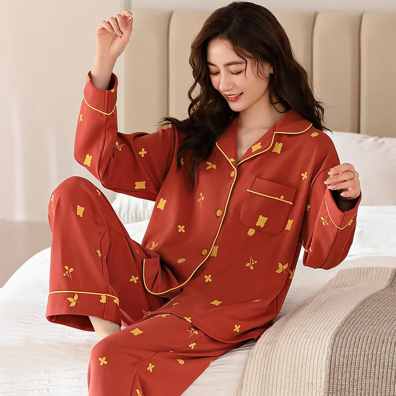 XIAFENYAN Pajama Set Women's Orange Red-2