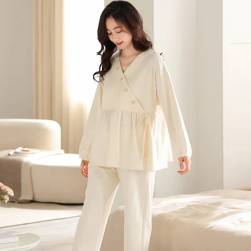 XIAFENYAN Pajama Set Women's Apricot-5