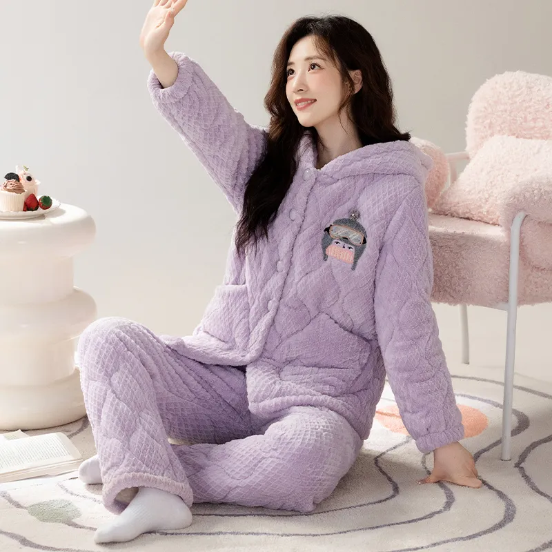 XIAFENYAN Pajama Set Women's Colored Glaze Purple-1
