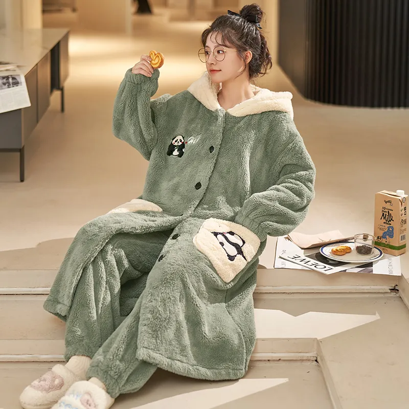 XIAFENYAN Pajama Set Women's Green-3