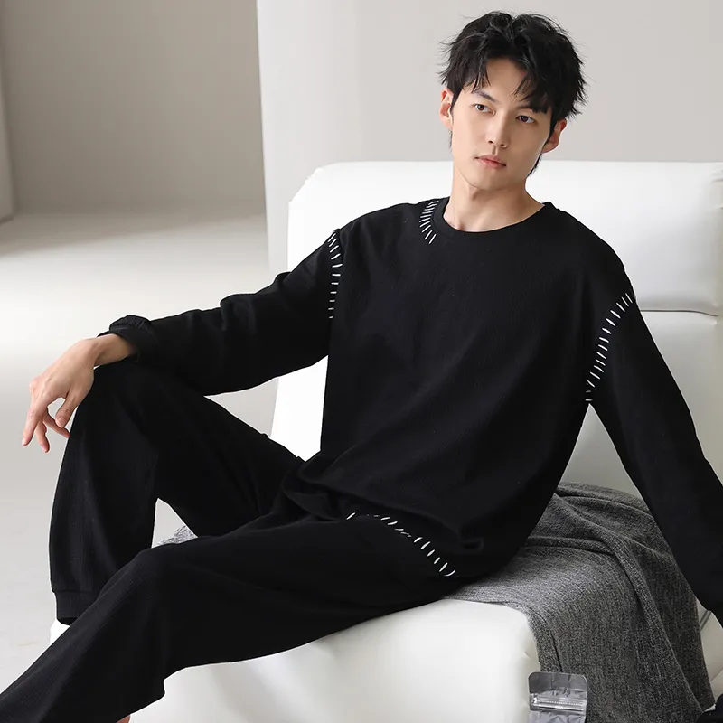XIAFENYAN Pajama Set Men's 2 Sets Black-6