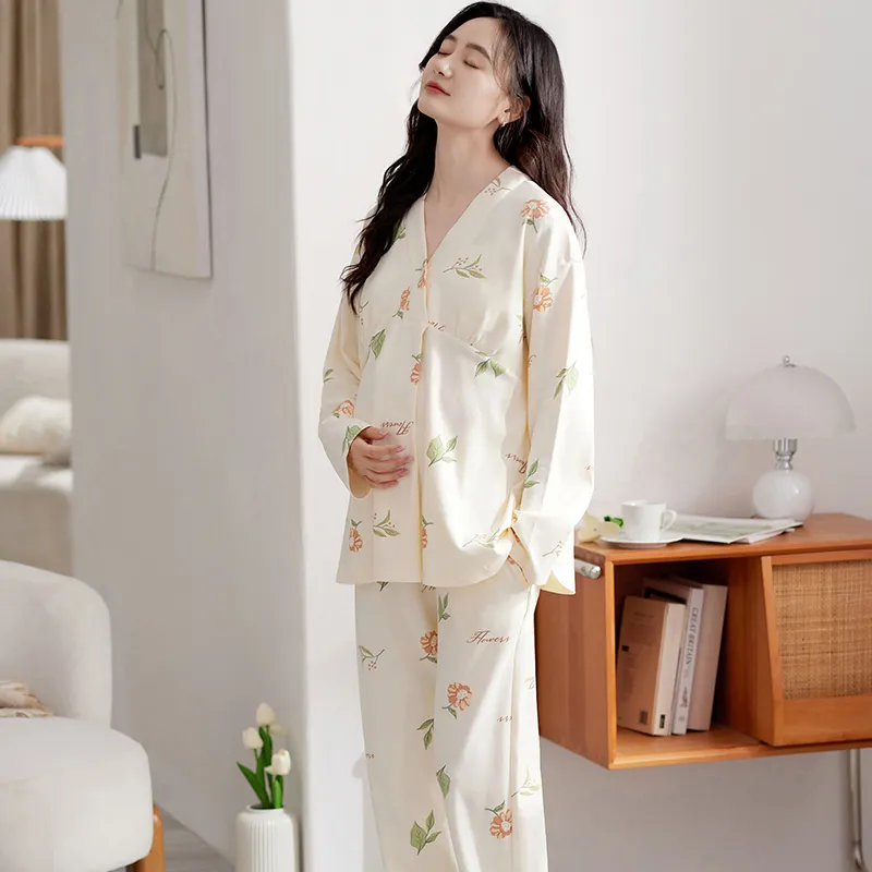XIAFENYAN Pajama Set Women's Apricot-5