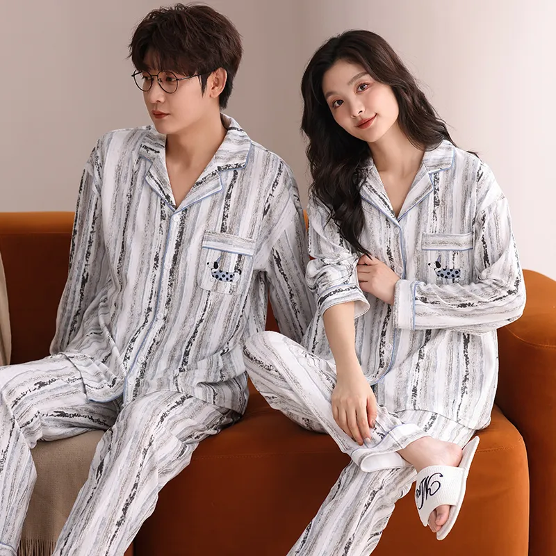 XIAFENYAN Pajama Set Men's Gray Apricot-5