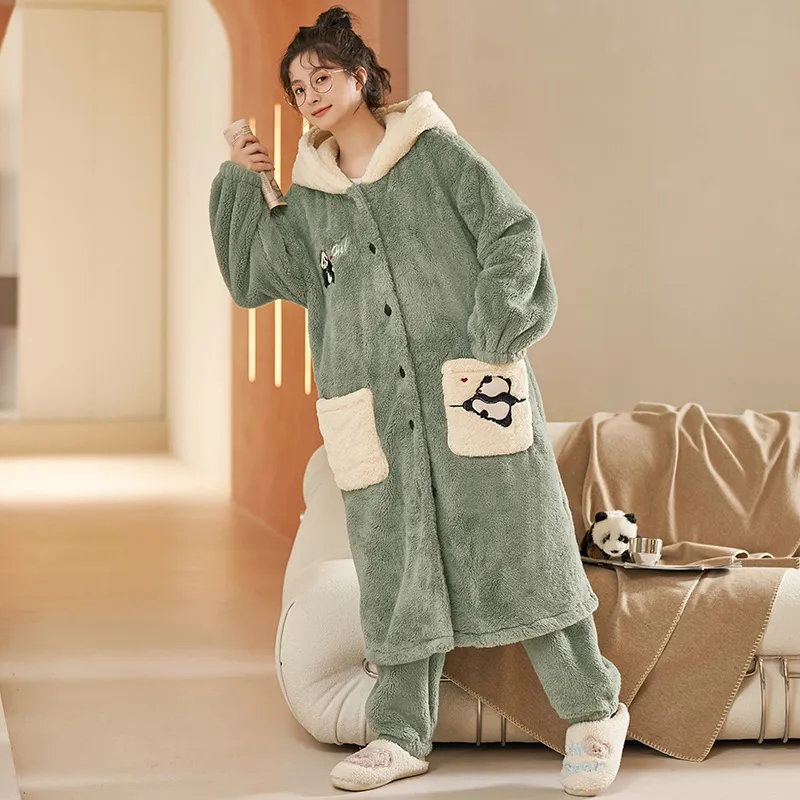 XIAFENYAN Pajama Set Women's Green-2