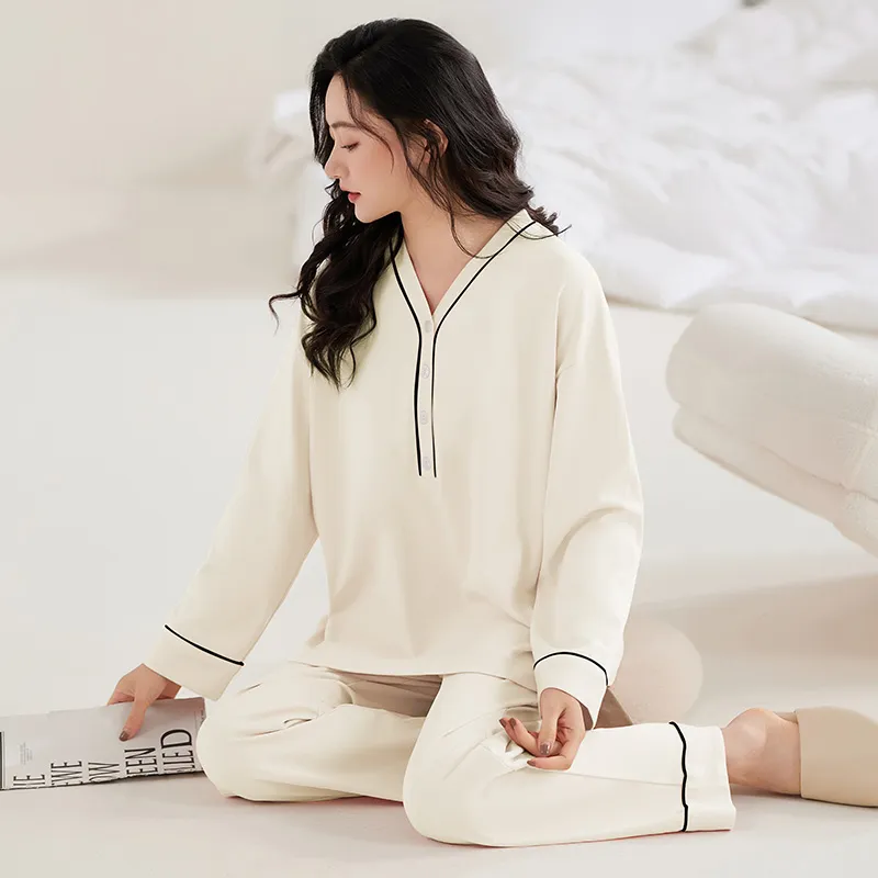 XIAFENYAN Pajama Set Women's Apricot-5